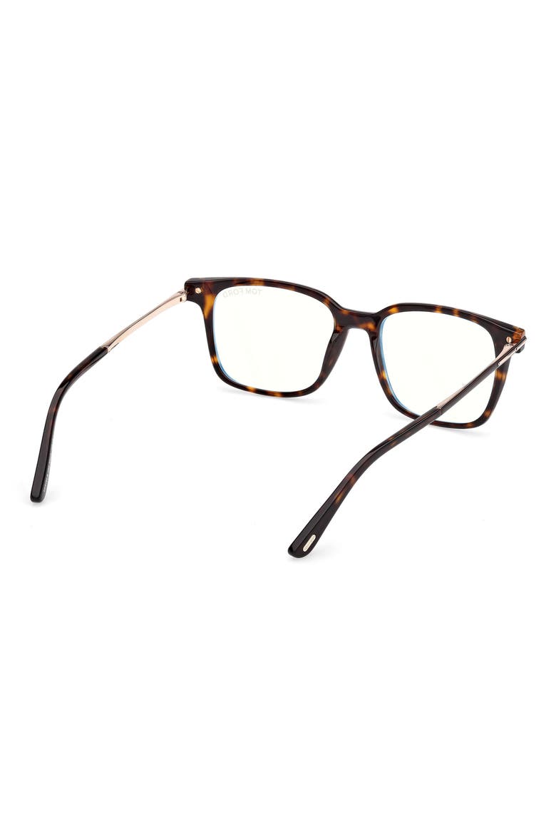 53mm Square Optical Glasses, Alternate, color, SHINY DARK HAVANA / ROSE GOLD