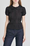 WAYF Kit Puff Sleeve Semisheer Peplum Top