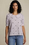 Lands' End Easy Care Puff Sleeve Statement Collar Shirt
