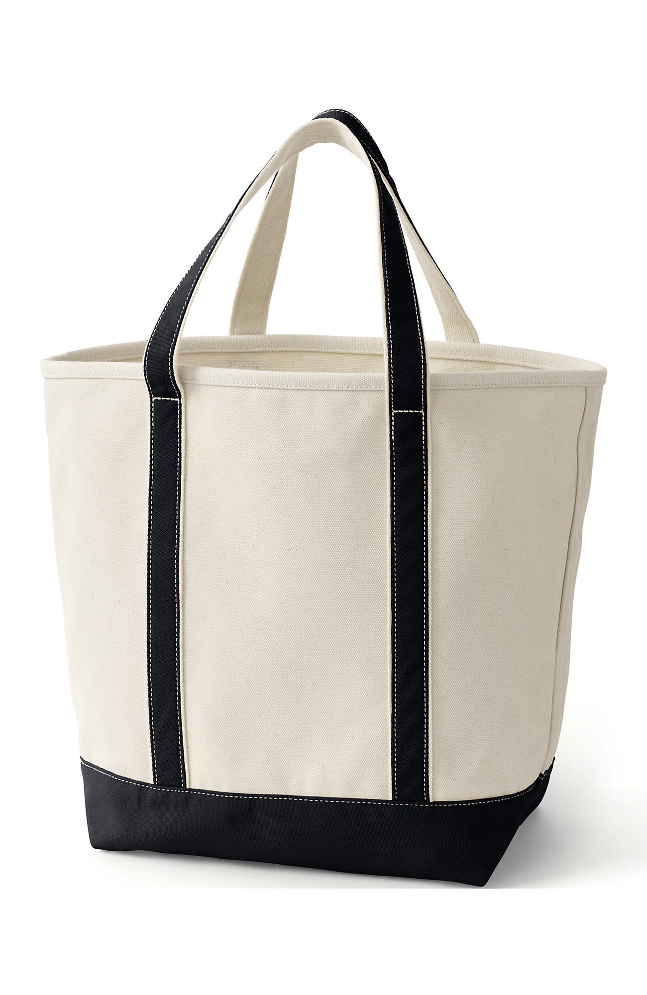 Lands' End Open Top Canvas Tote Bag, Alternate, color, Natural/Black