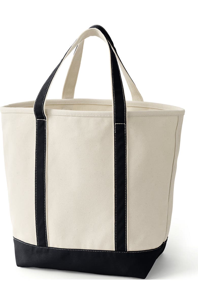 Lands' End Open Top Canvas Tote Bag, Alternate, color, Natural/Black