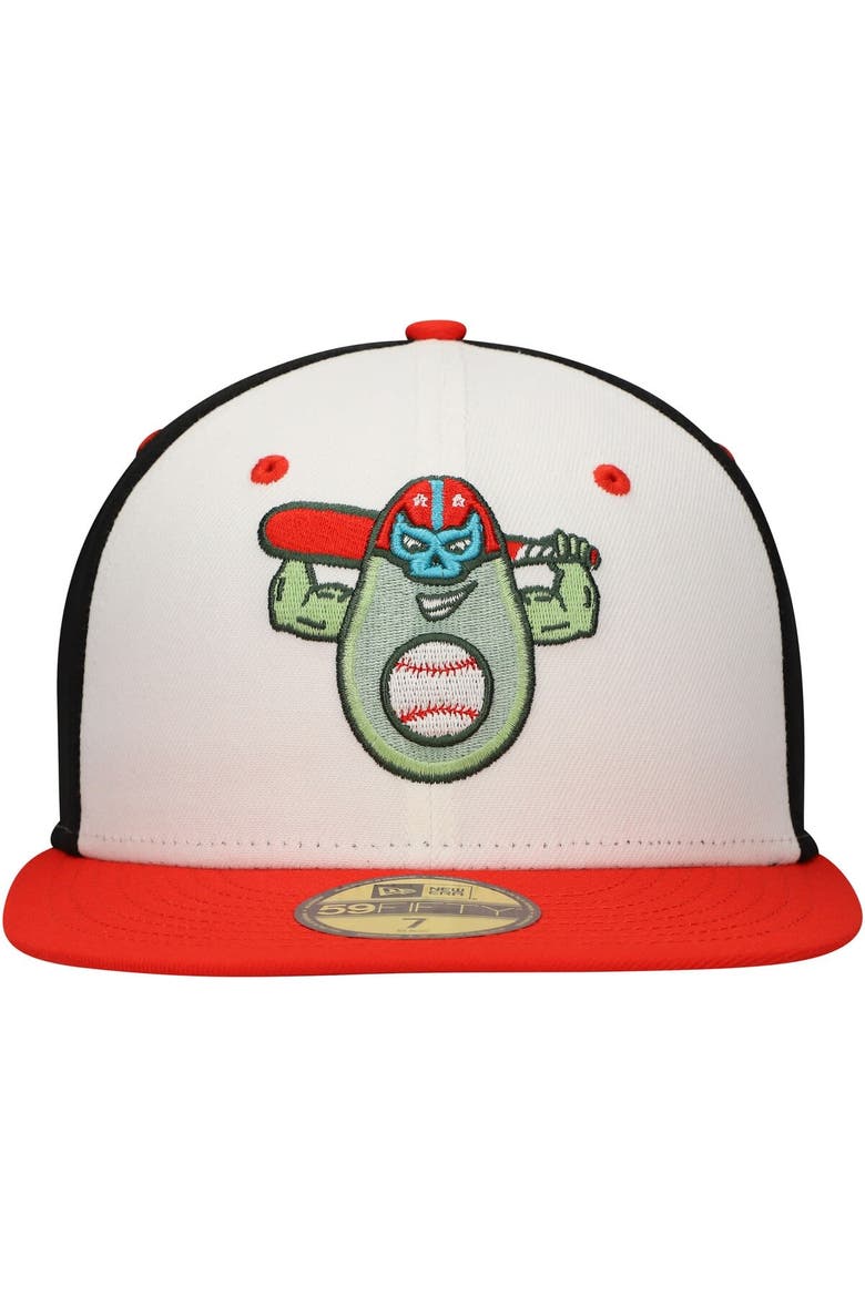 Men's New Era White Avocados Luchadores de Down East Copa de la Diversión 59FIFTY Fitted Hat, Alternate, color, White
