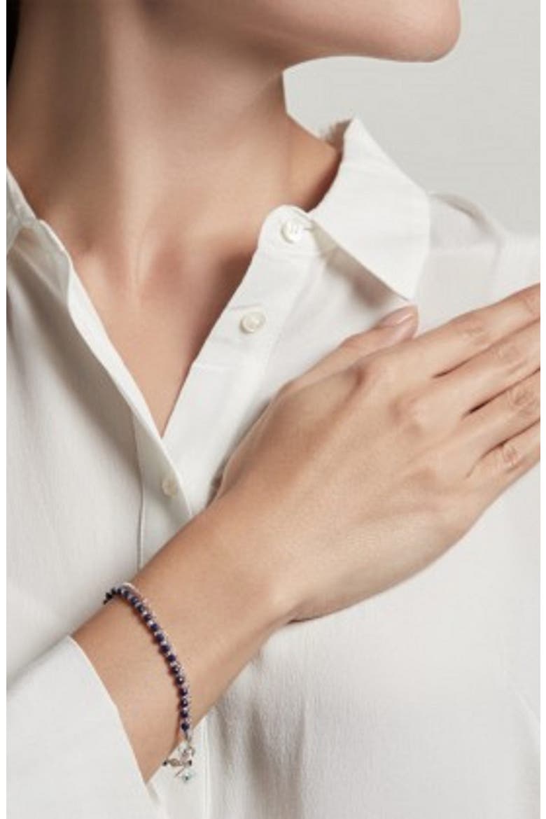 Evil Eye Biography Bracelet, Alternate, color, STERLING SILVER/ BLUE