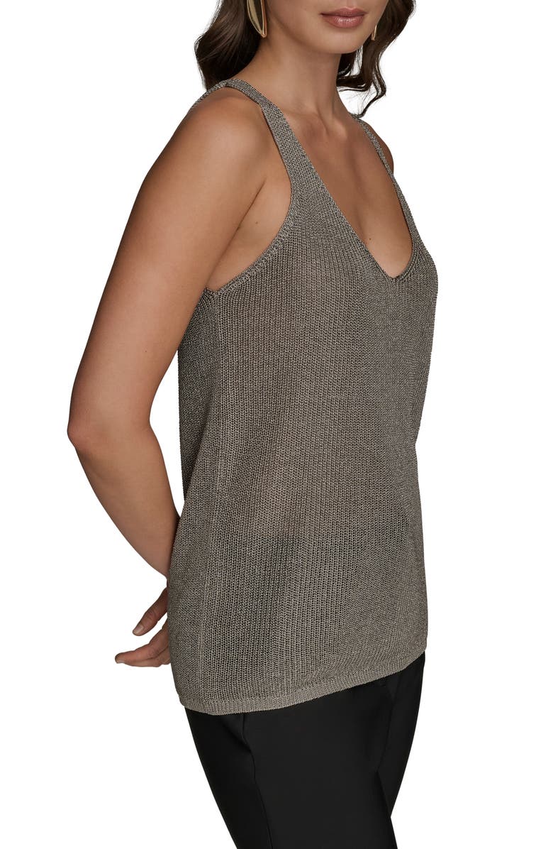 Donna Karan New York Metallic Sleeveless Sweater, Alternate, color, Heather Ir