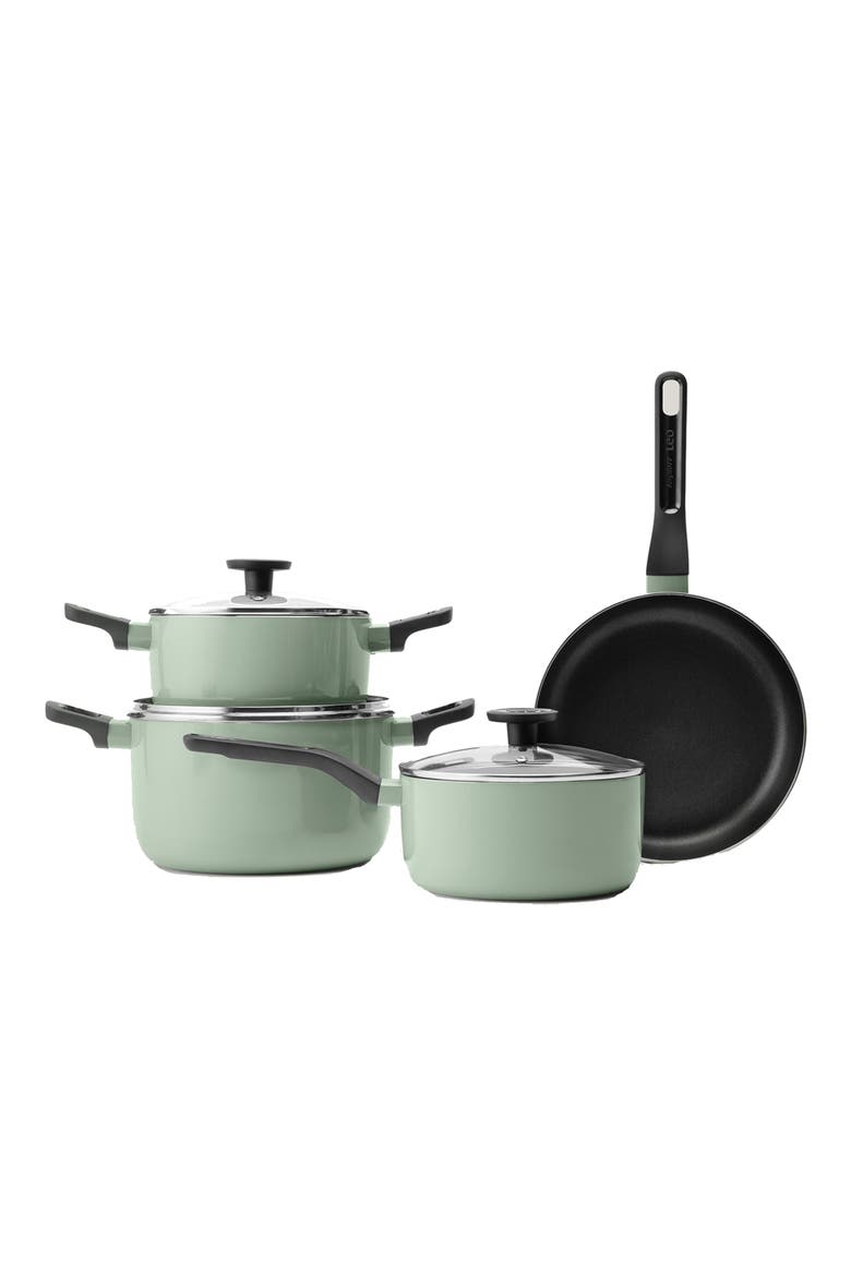 Leo 7-Piece Cookwear Set, Alternate, color, GREEN/ BLACK