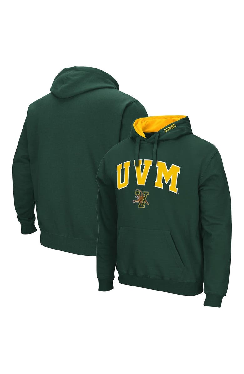 COLOSSEUM Men's Colosseum Green Vermont Catamounts Arch and Logo Pullover Hoodie, Main, color, Green