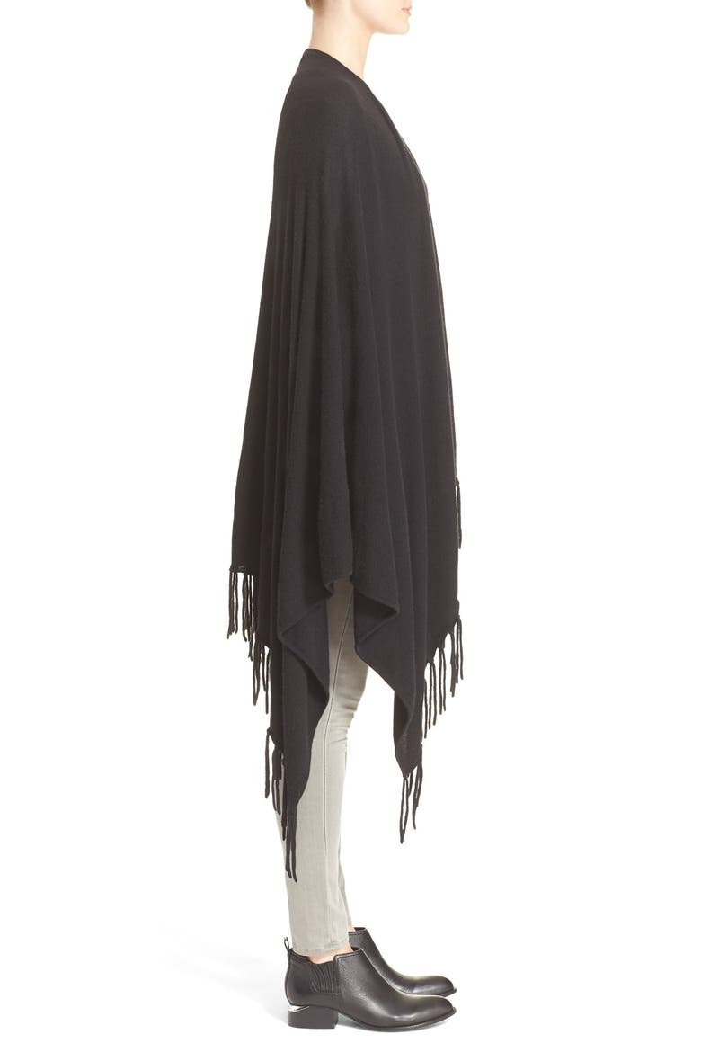Fringe Trim Cape, Alternate, color, BLACK