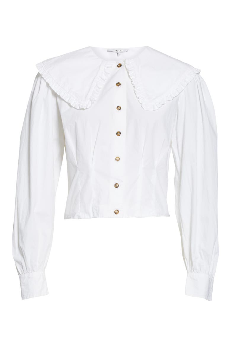 Statement Collar Poplin Shirt, Alternate, color, BRIGHT WHITE