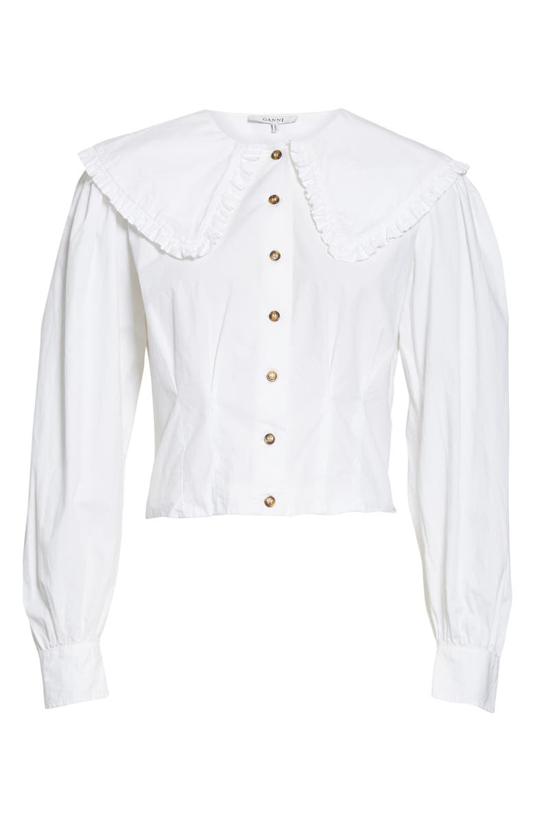 Ganni Statement Collar Poplin Shirt, Alternate, color, 