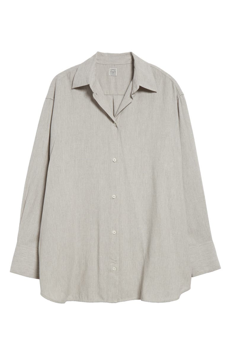 TOTEME Relaxed Fit Button-Up Shirt, Alternate, color, Pale Grey Melange