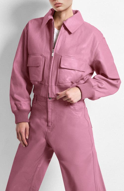 As By Df Florence Upcycled Leather Bomber Jacket In Purple