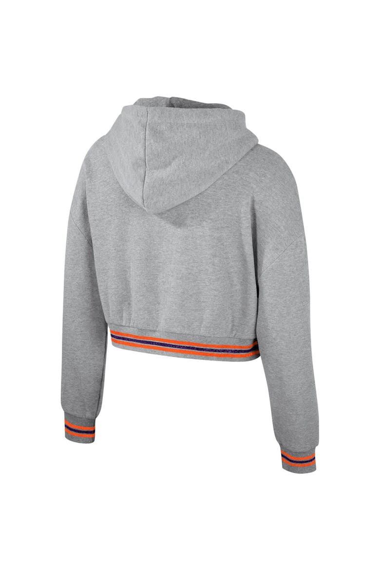 Women's The Wild Collective Heather Gray Clemson Tigers Cropped Shimmer Pullover Hoodie, Alternate, color, Heather Gray