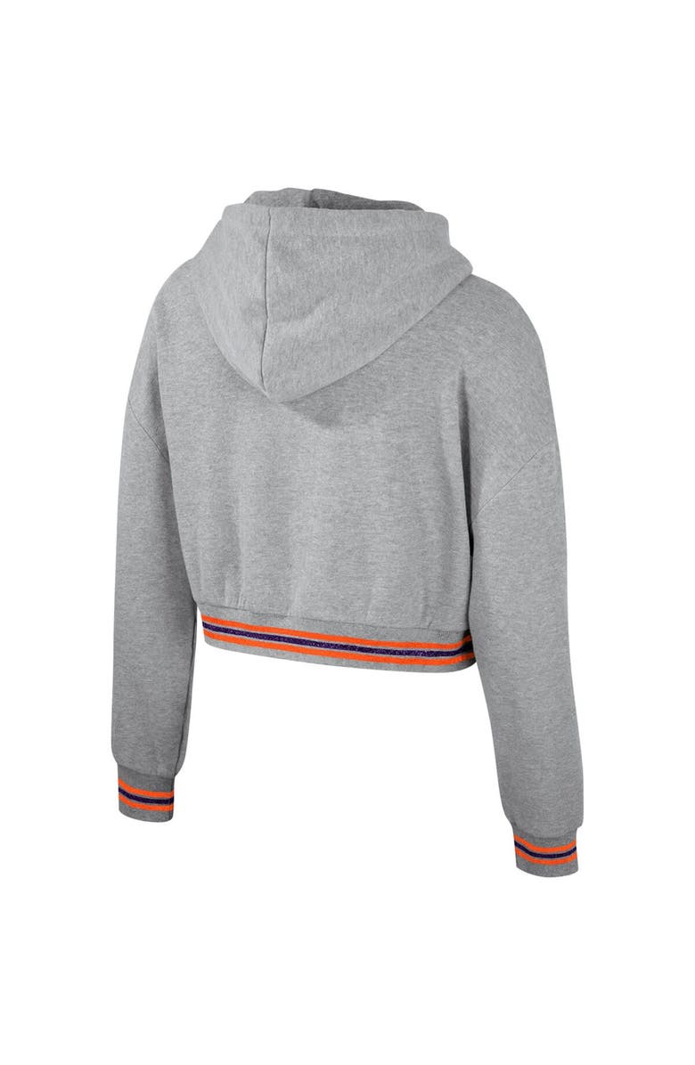 THE WILD COLLECTIVE Women's The Wild Collective Heather Gray Clemson Tigers Cropped Shimmer Pullover Hoodie, Alternate, color, Heather Gray