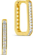 Sterling Forever CZ Baguette Rectangle Hoop Earrings