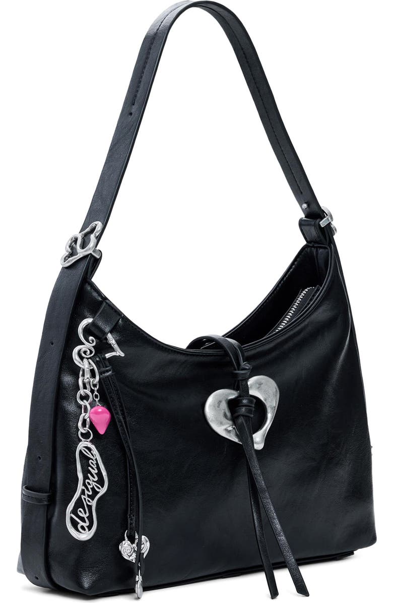 Desigual Heart Charm Faux Leather Shoulder Bag, Alternate, color,