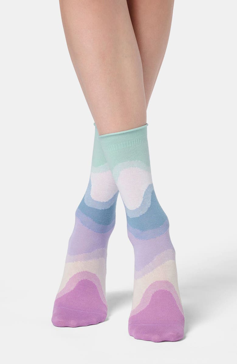 Oroblu Waves Jacquard Crew Socks, Alternate, color, 
