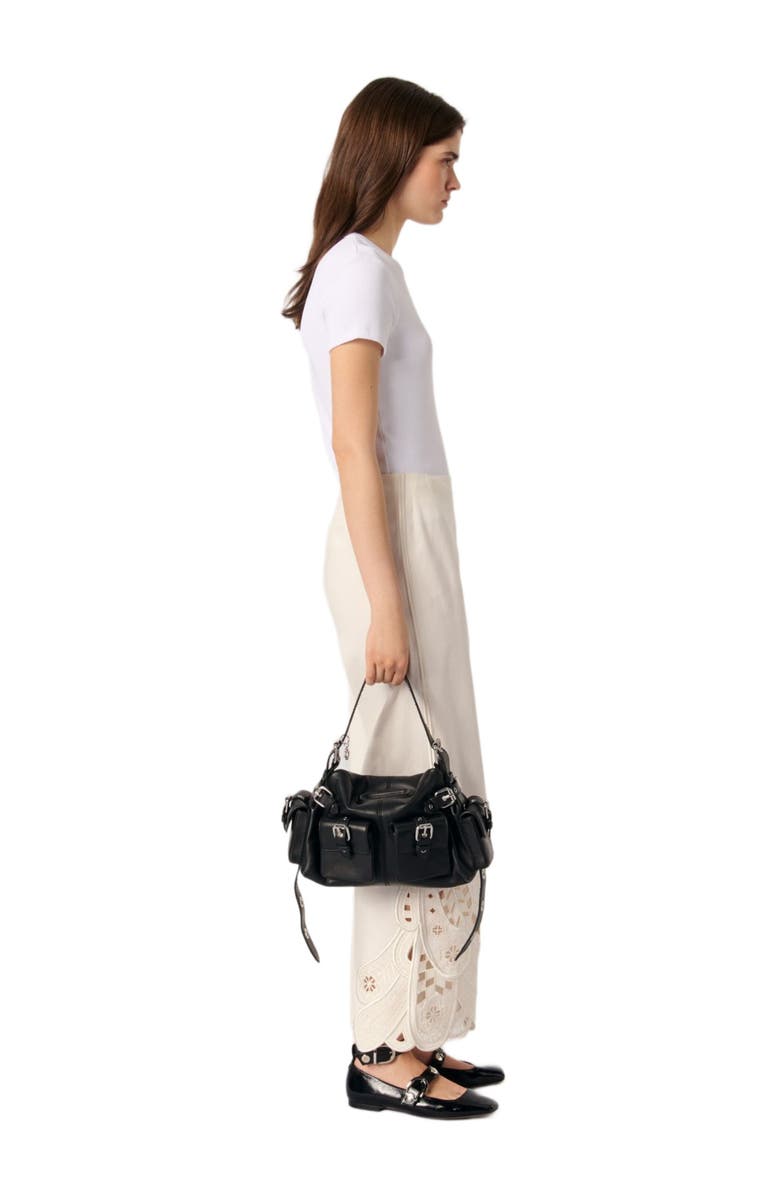 maje Embroidered trousers, Alternate, color, 