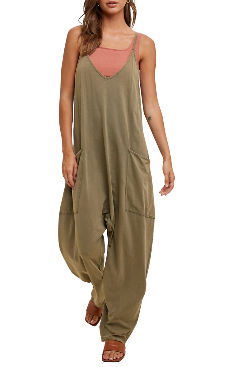 WISHLIST Oversize Knit Jumpsuit, Main, color, Green Olive