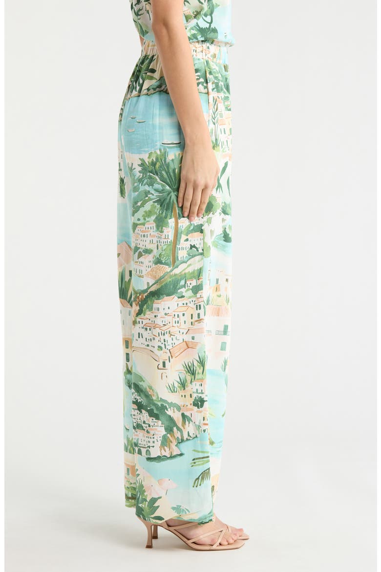 Piti Town Snipy High Waist Wide Leg Pants, Alternate, color, AQUA-MULTI