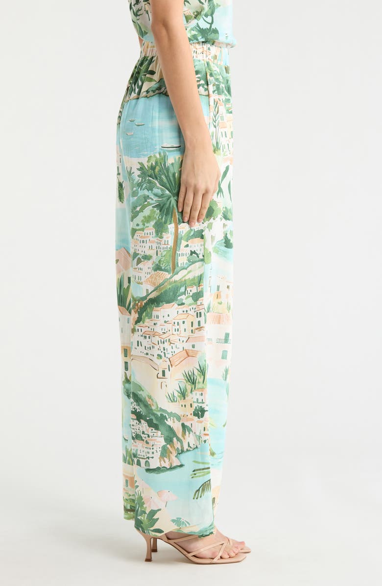 SUGARLIPS Piti Town Snipy High Waist Wide Leg Pants, Alternate, color, Aqua-Multi