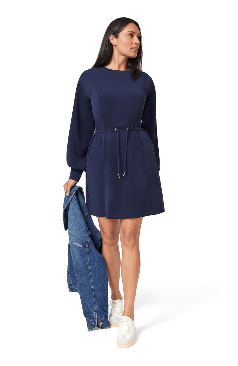 Scotch & Soda Long Sleeve Drawstring Waist Minidress, Alternate, color, Sky Captain