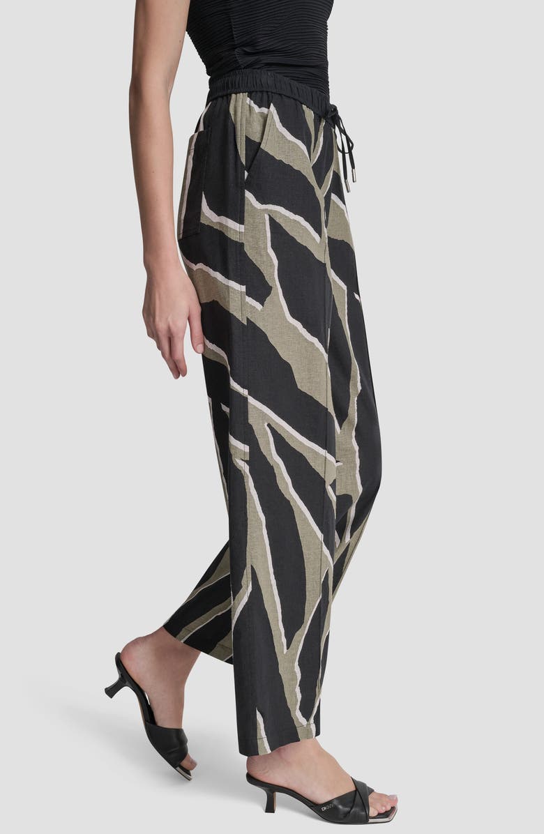 DKNY Print Linen Blend Drawstring Pants, Alternate, color, Jungle Block