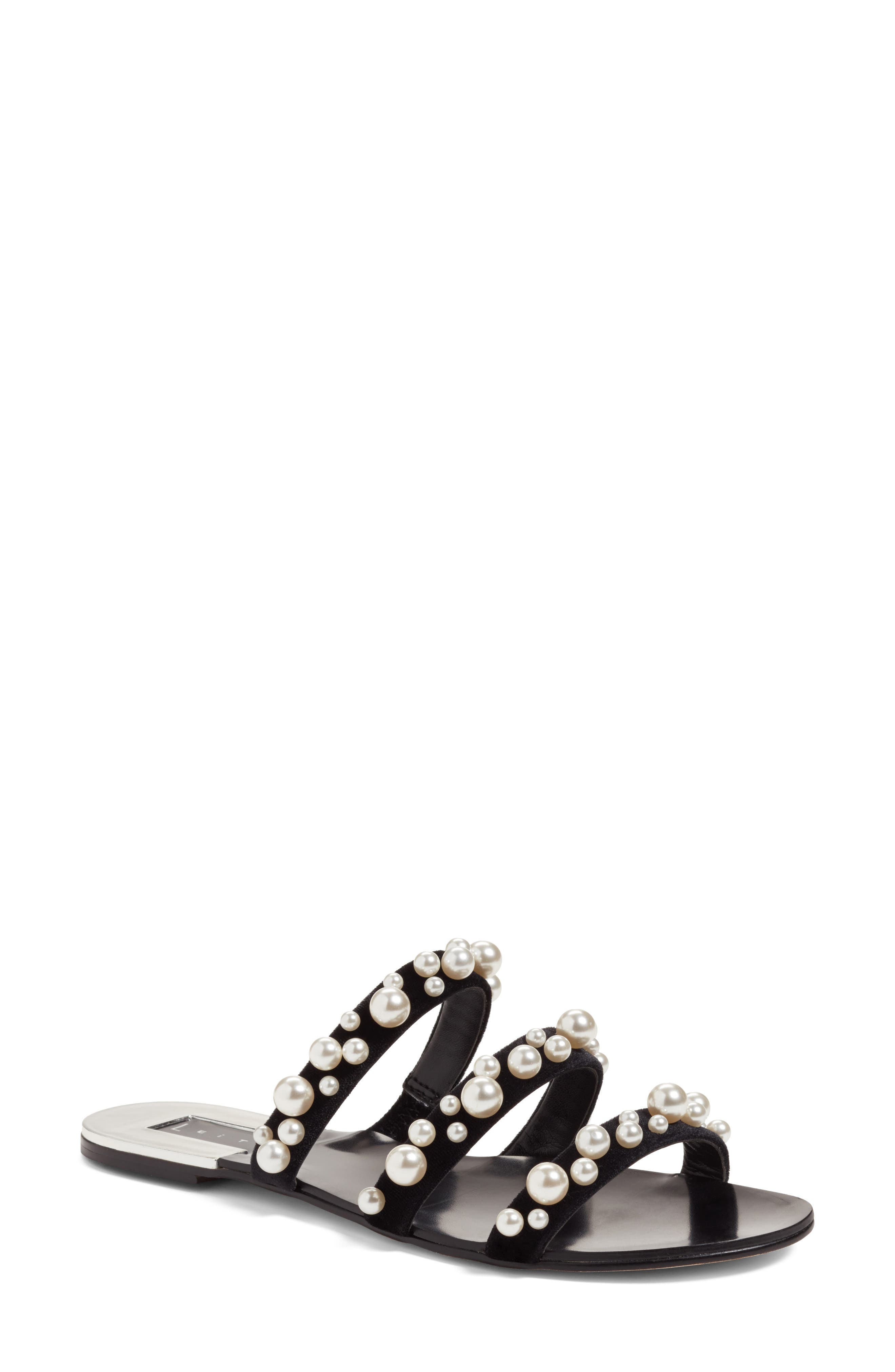 Stunner Embellished Strappy Slide Sandal, Main, color, BLACK VELVET