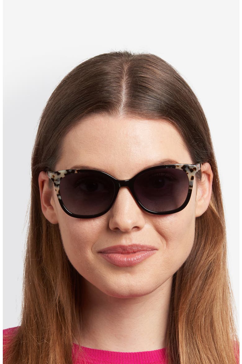 seline 54mm rectangular sunglasses, Alternate, color, BLACK IVORY HAVANA/ DARK GREY