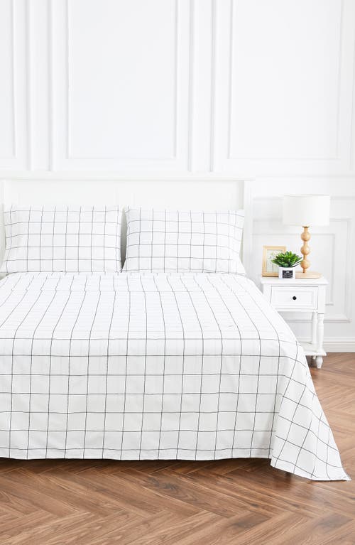 Melange Home Grid Percale Cotton Sheet Set