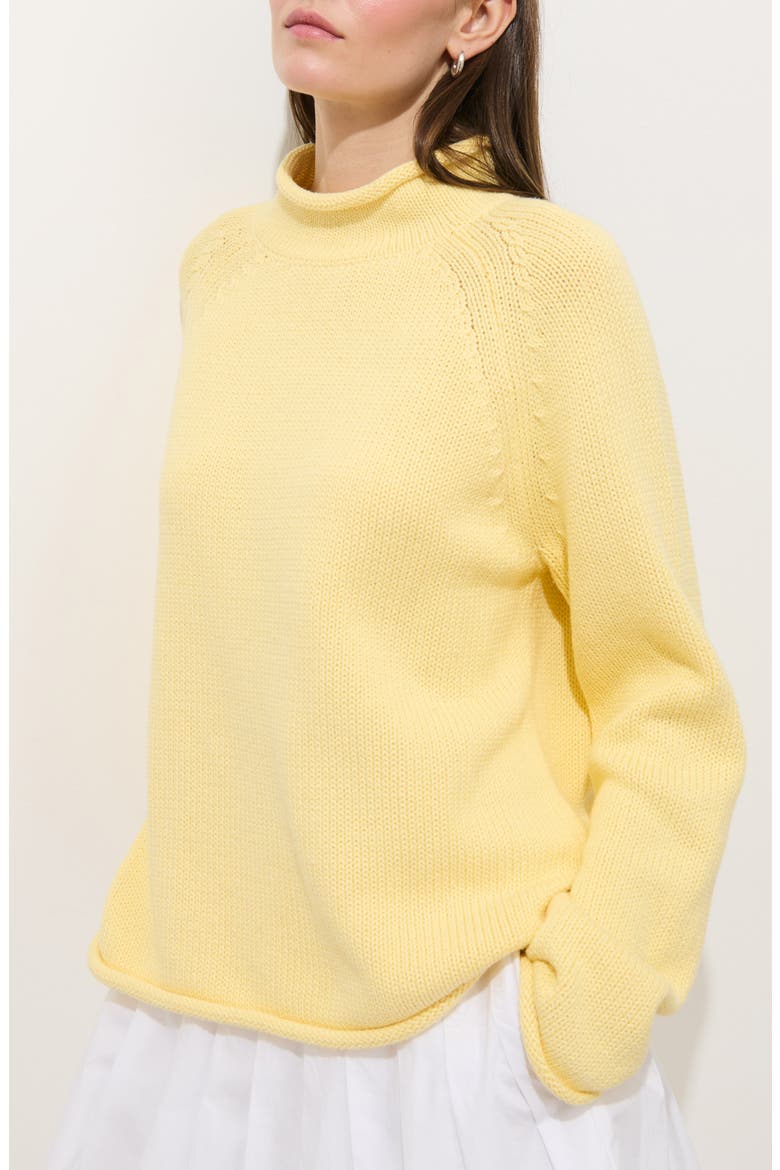 Eastport Roll Trim Long Sleeve Sweater, Alternate, color, DOUBLE CREAM