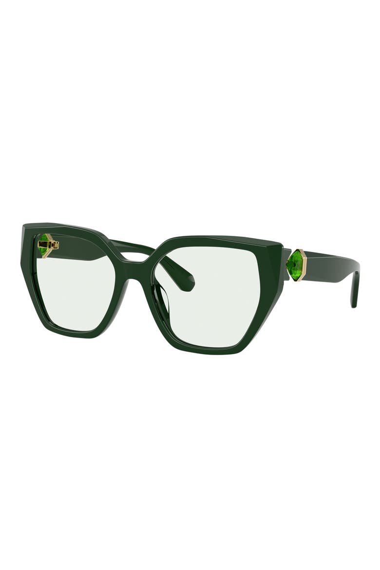56mm Irregular Sunglasses, Alternate, color, DARK GREEN / TRANSITION GREEN