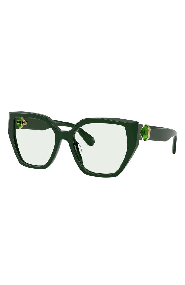 Swarovski 56mm Irregular Sunglasses, Alternate, color, Dark Green / Transition Green