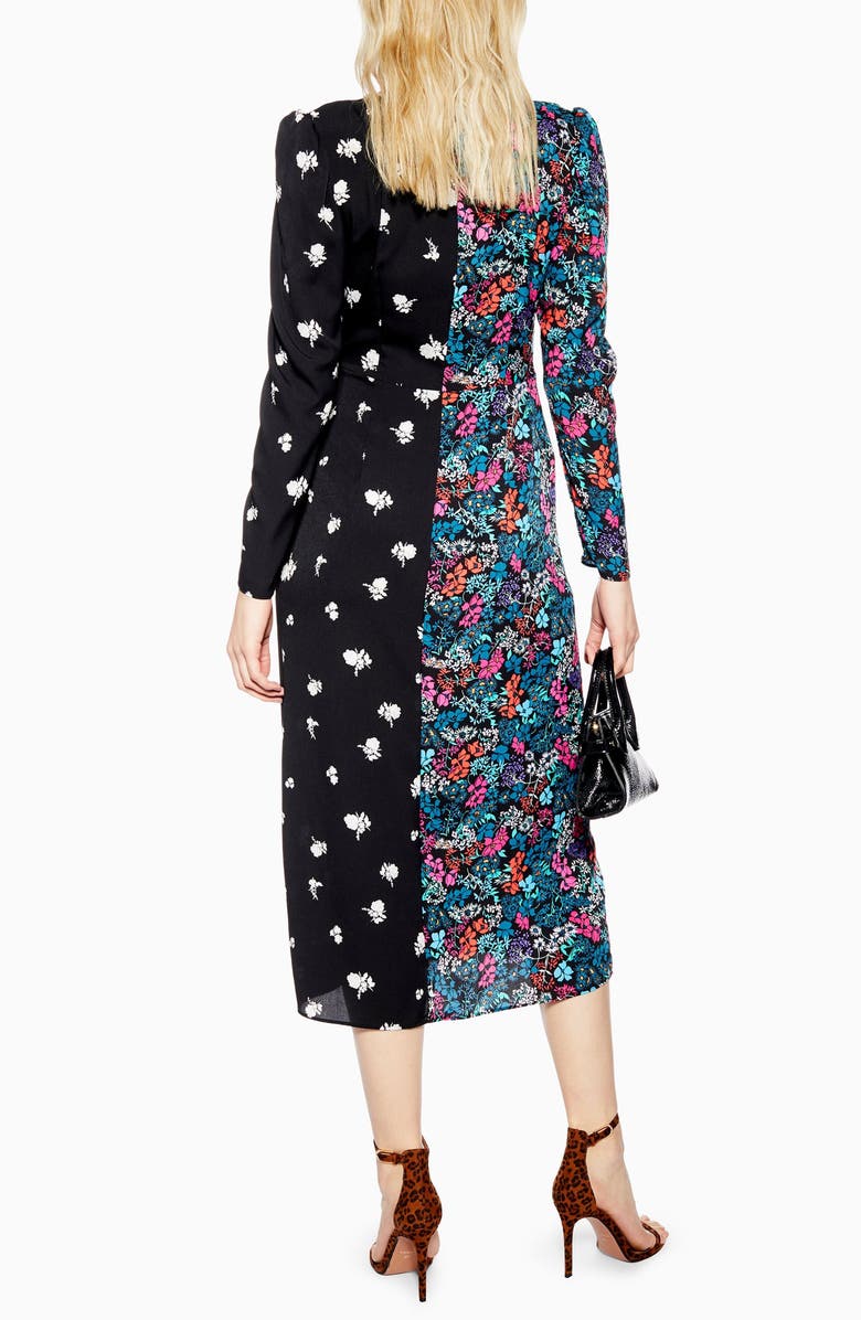 Topshop Grand Estate Mix Midi Dress, Alternate, color,