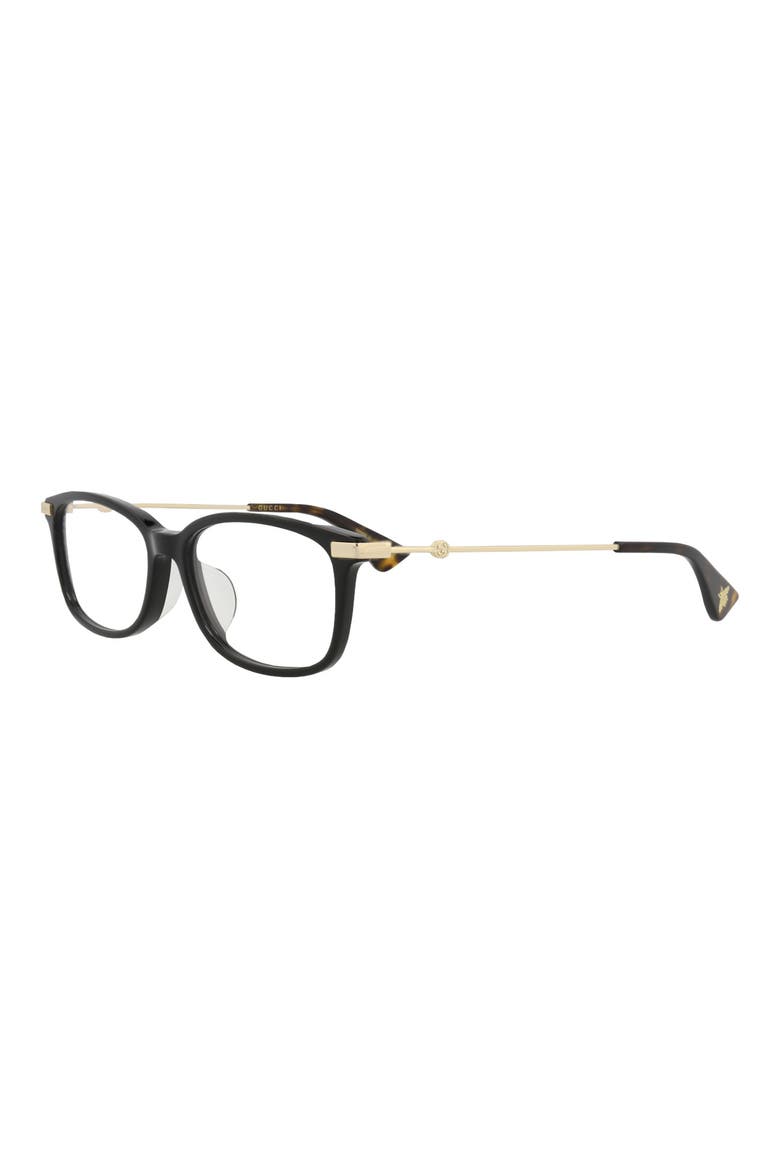 53mm Rectangular Optical Glasses, Alternate, color, BLACK GOLD TRANSPARENT