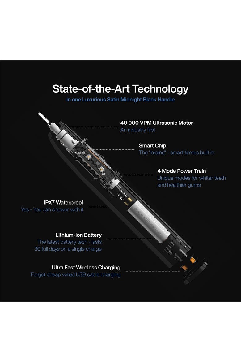 Black Series Ultra Sonic Whitening Electric ToothBrush Set, Alternate, color, BLACK