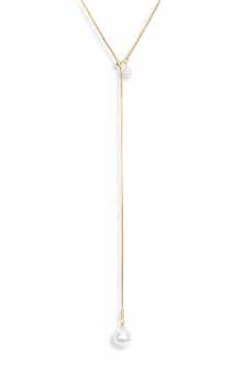 NORDSTROM RACK Demi Fine Faux Pearl Lariat Y-Necklace