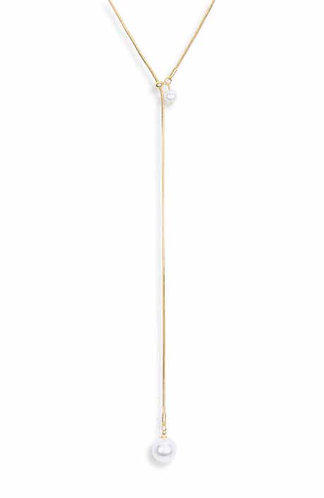 NORDSTROM RACK Demi Fine Faux Pearl Lariat Y-Necklace