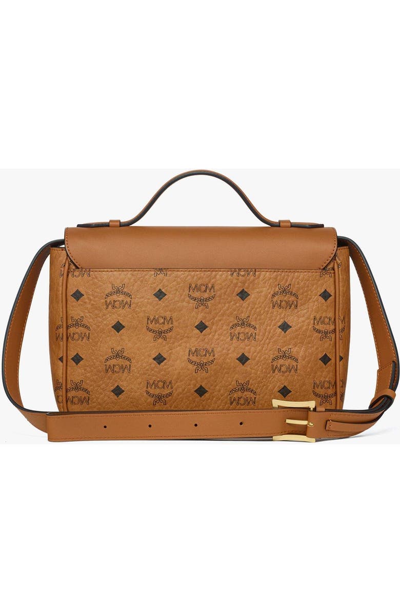 MCM Tracy Satchel in Visetos Leather Mix, Alternate, color, Cognac