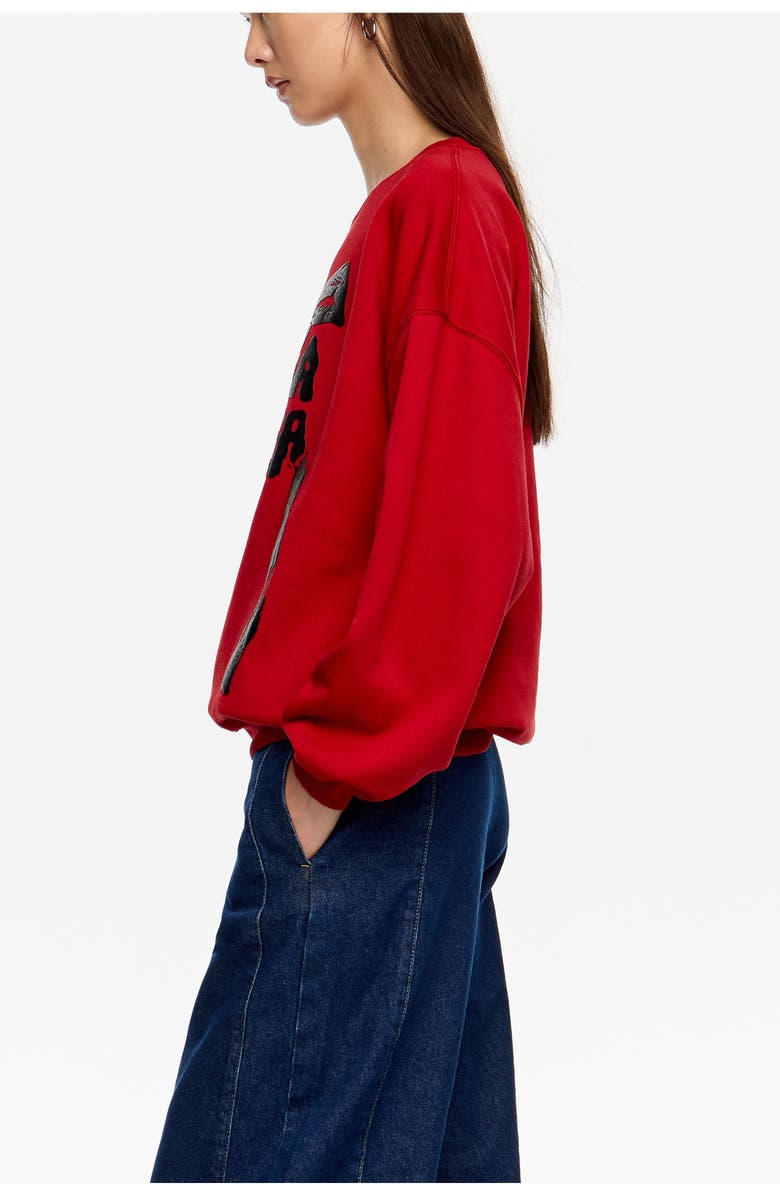 Bimba y Lola Long Logo Sweatshirt With Tie, Alternate, color, Red