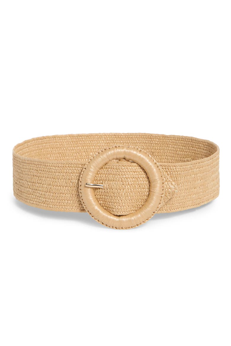 Stretch Woven Circular Buckle Belt, Main, color, NATURAL