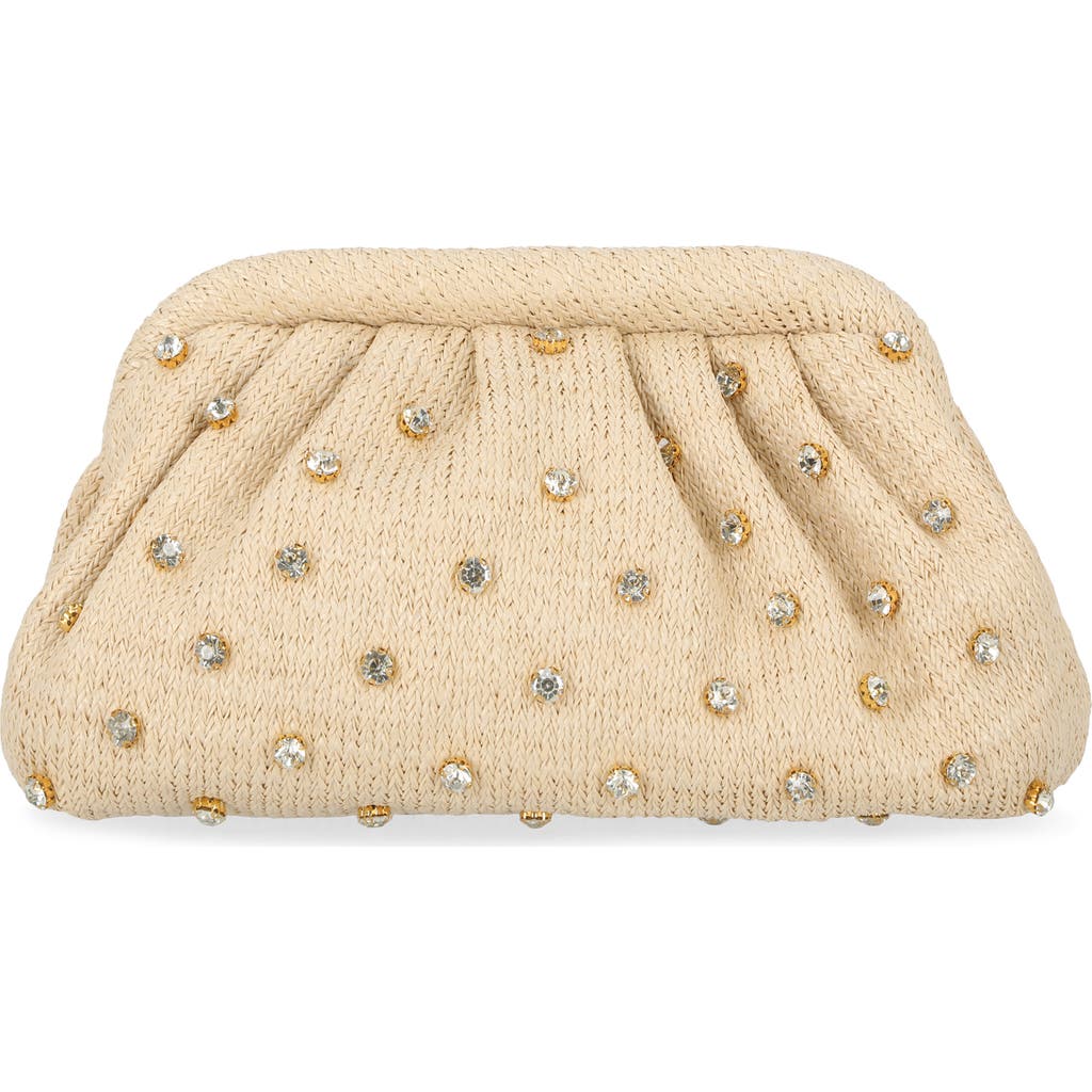 Jessica Mcclintock Violetta Rhinestone Studded Straw Frame Clutch