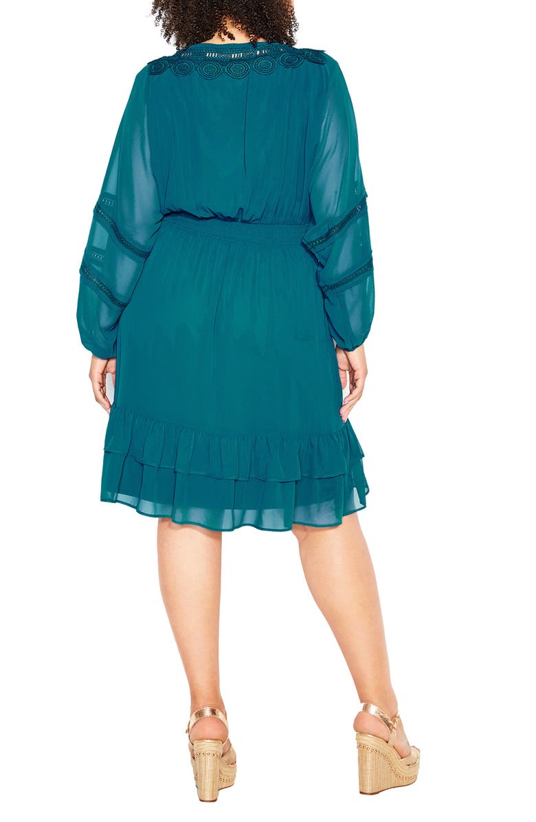 City Chic Sweetheart Embroidered Long Sleeve Dress, Alternate, color, 