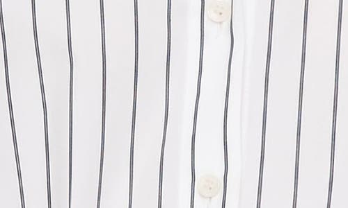Lafayette 148 New York Stripe Fitted Cotton Poplin Button-up Shirt In White