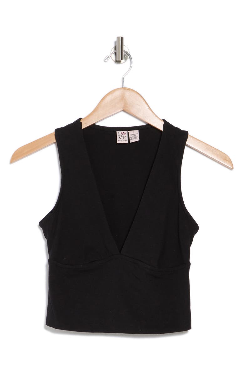 Love By Design Jade Deep V-Neck Crop Top, Alternate, color, Black