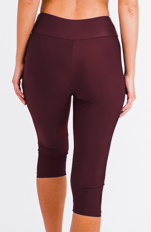 Calypsa Capri Swim Leggings In Burgundy