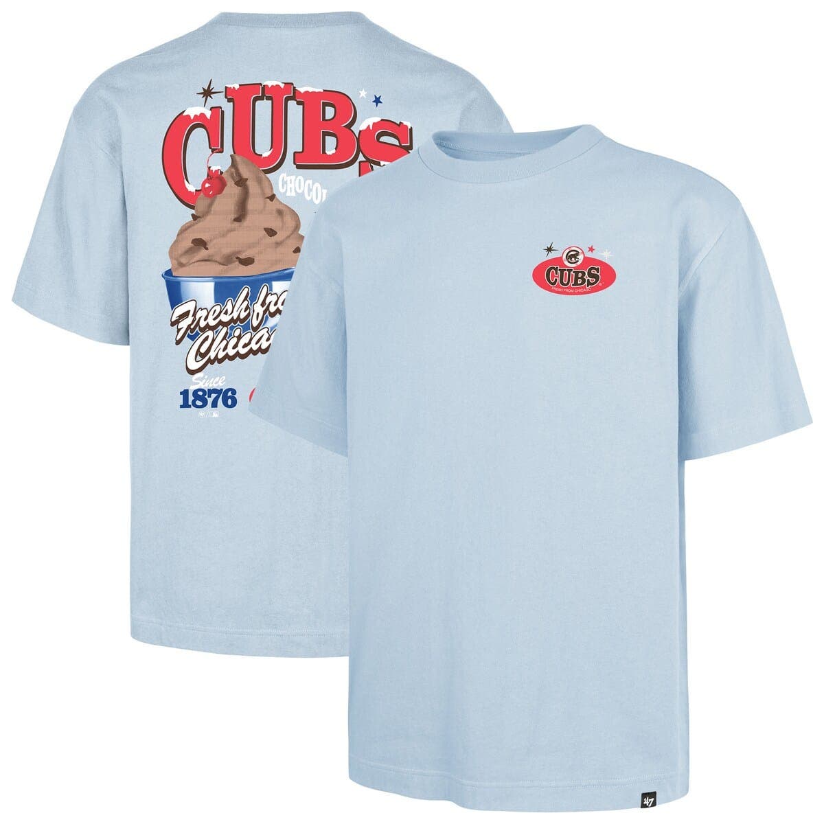 '47 Men's '47 Light Blue Chicago Cubs Ice Cream Parlor Foundation T ...