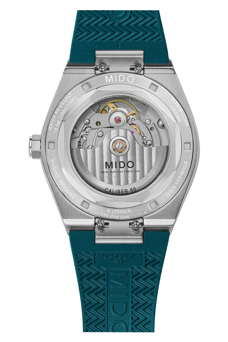 Multifort 8 One Crown Automatic Rubber Strap Watch, 40mm, Alternate, color, BLUE