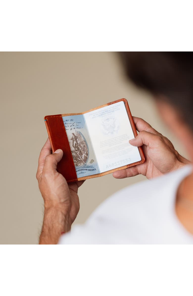 Bluebonnet The Companion Passport Holder with AirTag Pocket, Alternate, color, English Tan