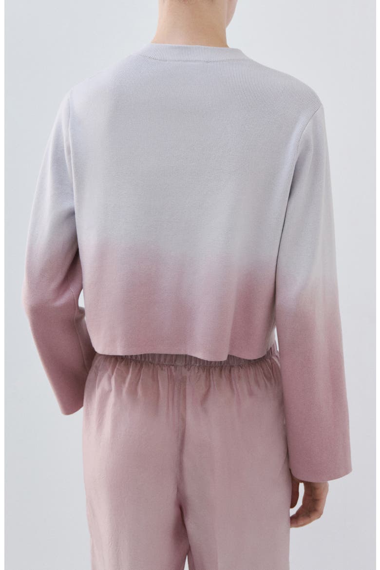 Gradient Crop Cotton Cardigan, Alternate, color, LILAC