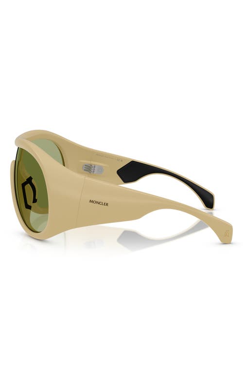 Moncler Cloche 135mm Polarized Pilot Shield Sunglasses In Green